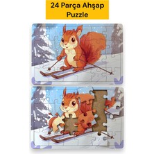 Pugitto Çocuklar Için Eğitici ve Öğretici Ahşap 24 Parçalı 4 Adet Hayvanlar Puzzle Yapboz Montessori Oyuncak Seti