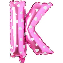 Kidspartim K Harf Pembe Folyo Balon 16 Inç 36  cm