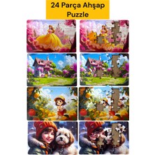 Çocuklar Için Eğitici ve Öğretici Ahşap 24 Parçalı 4 Adet Puzzle Yapboz Montessori Oyuncak Seti