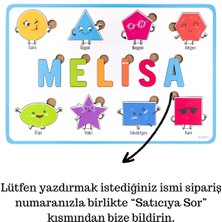 Ahşap Isme Özel Çocuk Doğum Günü Hediye Dekoratif Tablo Süs Eğitici Puzzle Yapboz - Geometrik Şekiller