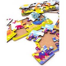 Pugitto Çocuklar Için Eğitici ve Öğretici Ahşap 6 Adet 6 Parçalı Hayvanlar Puzzle Yapboz Seti