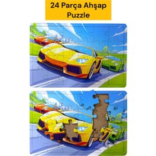 Pugitto Çocuklar Için Eğitici ve Öğretici Ahşap 24 Parçalı 4 Adet Spor Araçlar Puzzle Yapboz Montessori Oyuncak Seti