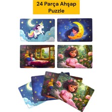 Çocuklar Için Eğitici ve Öğretici Ahşap 24 Parçalı 4 Adet Puzzle Yapboz Montessori Oyuncak Seti