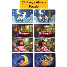 Çocuklar Için Eğitici ve Öğretici Ahşap 24 Parçalı 4 Adet Puzzle Yapboz Montessori Oyuncak Seti