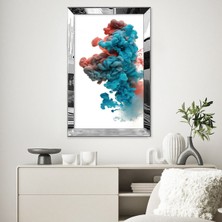 Zevahir Mobilya Dekorasyon Gold Aynalı Pleksi Çerçeveli Renkli Boya Dumanları Tablo