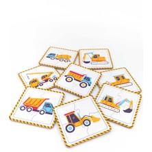 Çocuklar Için Eğitici ve Öğretici Ahşap 8 Adet 4 Parçalı Iş Makineleri Mini Puzzle Yapboz Montessori Oyuncak Seti