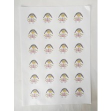 Dudu Kids 48 Adet 4  cm  Sevimli Kızçe Baskılı Yuvarlak Etiket Sticker