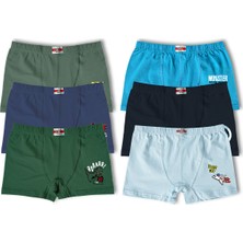 Hnx 6'lı Baskılı Pamuklu Boxer Erkek Çocuk Külot