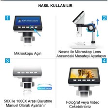 Alfalink LCD Dijital Ekranlı Mikroskop 50X -1000X Büyütme USB Hd 1080P 4.3inç