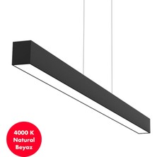 Geltat Ides Lineer LED Avize 100  cm  48 W / 4000K Naturel Beyaz / Siyah Alüm Kasa