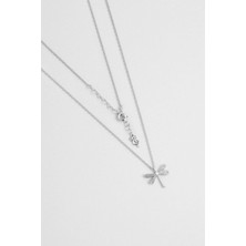 Minimal 18 Ayar Beyaz Altın Kaplama 45 cm Gümüş Yusufçuk Kolye