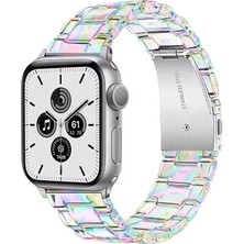 Forzacase Apple Watch 9 45MM ile Uyumlu Transparan Hologram Baklalı Kordon Kayış - FC886