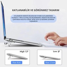 Polham Polham Metal 2 Adet 7mm 3m Yapışkanlı Katlanabilir Ultra Mini Laptop Standı,2 Açılı Laptop Yükseltici