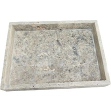 Arte Marble Traverten Silver Büyük Tepsi