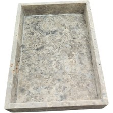 Arte Marble Traverten Silver Büyük Tepsi