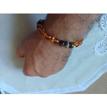 Kehribar Boncuklu Unisex Bileklik Bal Renkli