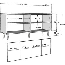 Cantek Dizayn Nidact (KB150) Konsol Beyaz-Gümüş