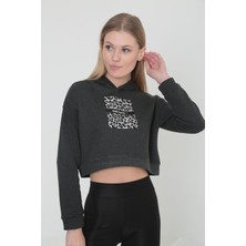 Leopar Renkli  Baskılı Kapüşonlu Sweat-3