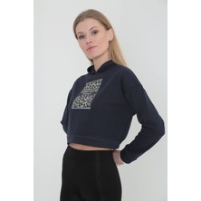 Leopar Renkli  Baskılı Kapüşonlu Sweat-3