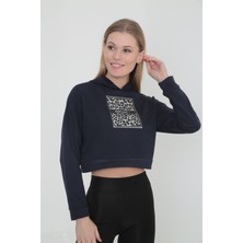 Leopar Renkli  Baskılı Kapüşonlu Sweat-3