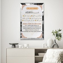 Zevahir Mobilya Dekorasyon Gümüş  Aynalı Pleksi Çerçeveli Felak Suresi Arapça Türkçe Yazılı Tablo