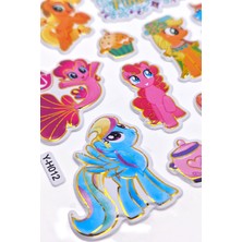 Pony Renkli Unicorn Kabartmalı Sticker Yapıştırma