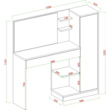 Aymobsan Orkide Makyaj Masası, 1 Çekmeceli, Dolaplı, Aynalı