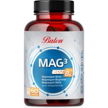 Balen Mag 3 Magnezyum Sitrat & Bisglisinat & Malat 679 Mg *60 Kapsül Kas ve  Fonksiyonlarını Destekleyen Takviye Gıda 13