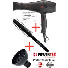 Powertec TR-701 Profesyonel Fön Makinesi + Vigo Difüzör Başlık + Profesyonel Fön Fırçası