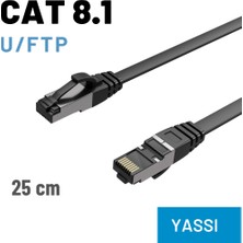 IRENIS Cat8 Yassı Ftp Lsnh Ethernet Patch Kablo 25 cm Siyah