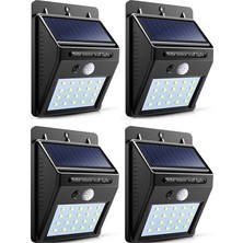 Gaman 4'lü Set Güneş Enerjili Bahçe Lambası 20 LED Bahçe Aplik Bahçe Lambası Bahçe Aydınlatma Solar Lamba