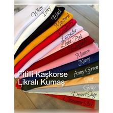 V Yaka Uzun Kol T-Shirt-Fitilli Kaşkorse Kumaş