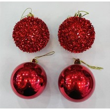 16 Adet Kırmızı Renkli Cici Top Yılbaşı Ağaç Süsü