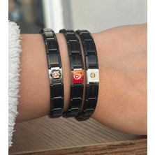 Seo Jewelry Beşiktaş Taraftar Nomi Italyan Charm Çelik Bileklik