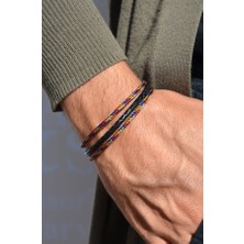 Sacce Scarves & Accessories Renkli İp Erkek Deri Bileklik Kombin Tasarım Bileklik Erkek