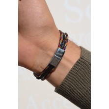 Sacce Scarves & Accessories Renkli İp Erkek Deri Bileklik Kombin Tasarım Bileklik Erkek