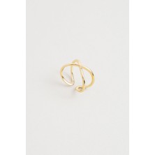 So CHIC Iki Yol 18 Ayar Sarı Altın Kaplama Gümüş Minimal Yüzük