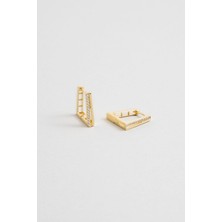 Minimal 18 Ayar Sarı Altın Kaplama Gümüş Küpe