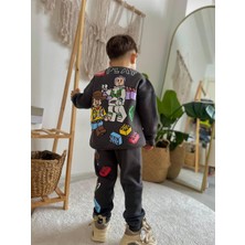 Sacro Kids LEGO Oyuncak Desenli Baskılı Eşofman-Sweatshirt 3 Iplik Şardonlu Kışlık Erkek Çocuk Takım