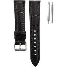 FirstModel 20 mm Universal Hakiki Deri Kordon Siyahi