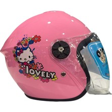 Kask Hello Kitty Desenli Pembe Çocuk Kaskı