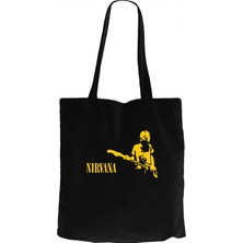 Z zepplin Nirvana Kurt Cobain Siyah Kanvas Bez Çanta