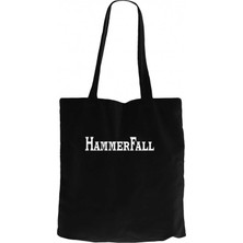 Z zepplin Hammerfall Logo Siyah Kanvas Bez Çanta