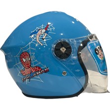 Kask Spiderman Desenli Mavi Çocuk Kaskı