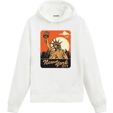 Colermi Retro New York Özgürlük Heykeli Baskılı Ünisex Kapşonlu Hoodie