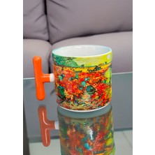 Vincent Van Gogh "the Red Vineyard (Kırmızı Üzüm Bağı" Baskılı T Kulplu Beyaz Porselen 200 ml Kupa