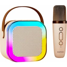 Mini Taşınabilir Rgb Karaoke Tek Mikrofonlu Bluetooth Kablosuz Hoparlör Radyo K12