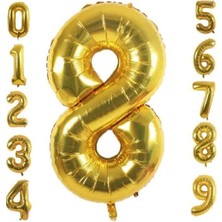 Kostüm Sarayı 8 Yaş Doğum Günü Parti Kutlama Rakam Folyo Balon Altın Renk 36 cm 16 Inç