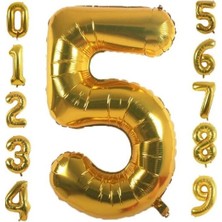 Kostüm Sarayı 5 Yaş Doğum Günü Parti Kutlama Rakam Folyo Balon Altın Renk 36 cm 16 Inç