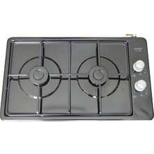 Ikili Ocak Lpg Tüplü Gaz Kesme Emniyetli 2li Siyah Ocak Iki Gözlü Set Üstü 34,5 * 58,5 Cm.